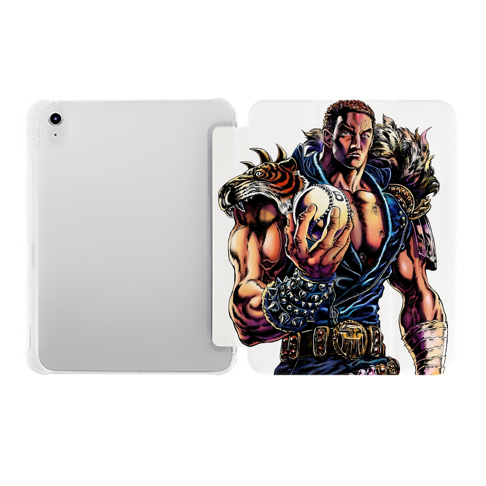 （画像用） 北斗の拳 Fist of the North Star IPad ケース ペン収納付き 三つ折りスタンド PUレザー×シリコン 対応機種9.5/10.5/10.9インチ